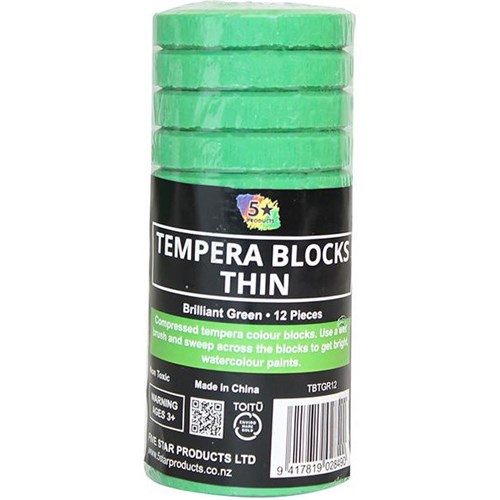 Tempera Paint Blocks Brilliant Green, Pack of 12