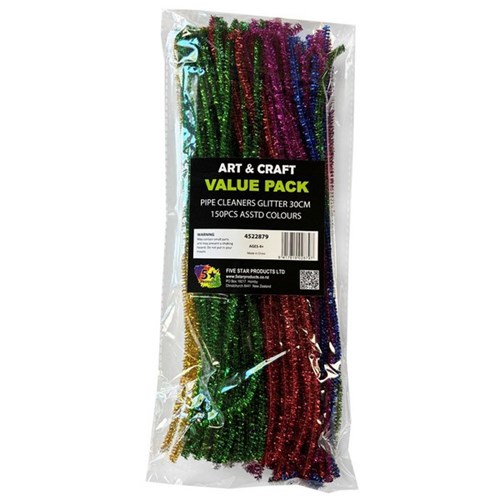 Metallic Pipecleaners 300mm Assorted Colours, Pack of 150