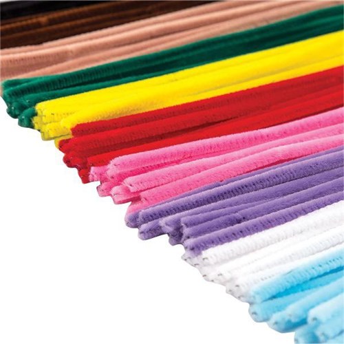 Craft Workshop Chenille Pipecleaners 10x300mm Assorted Colours, Pack of 100