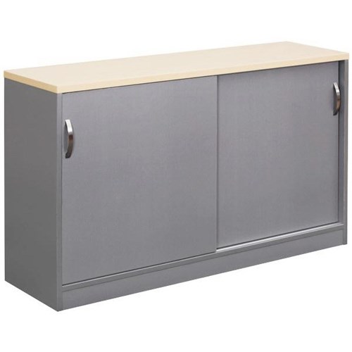 Spartan Credenza Sliding Doors 1200mm Maple & Silver