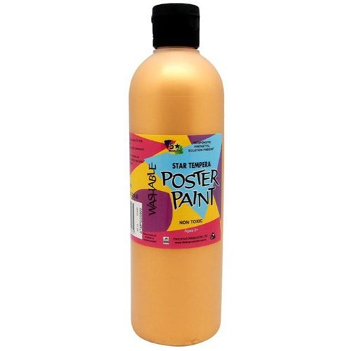 Five Star Tempera Poster Paint 500ml Bottle Metallic Pale Gold