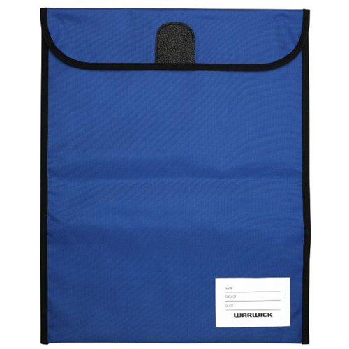 Warwick Homework Book Bag Large Hook & Loop Fastener Large 330x360mm Blue