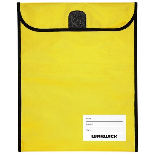 Warwick Homework Book Bag Large Hook & Loop Fastener Large 330x360mm Yellow