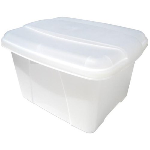 Marbig Office-In-A-Box Plastic Filing Box & Lid 32L Clear