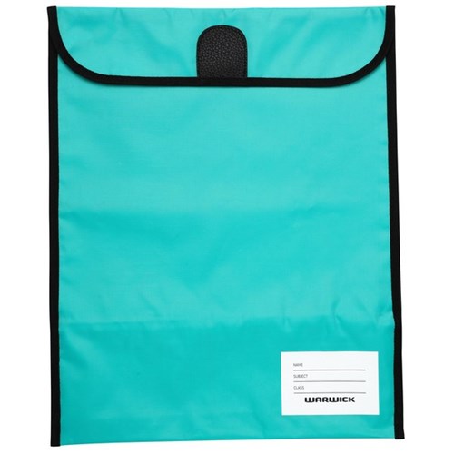 Warwick Homework Book Bag Large Hook & Loop Fastener Large 330x360mm Aqua