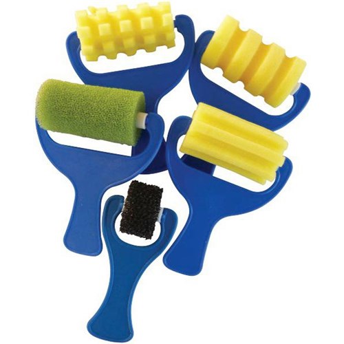 Sponge Rollers Patterned, Pack of 5