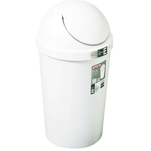 Plastic Rubbish Bin Round Wing Top 11L White