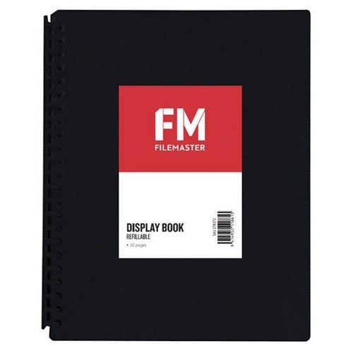 FM A4 Refillable Display Book 20 Pocket Black