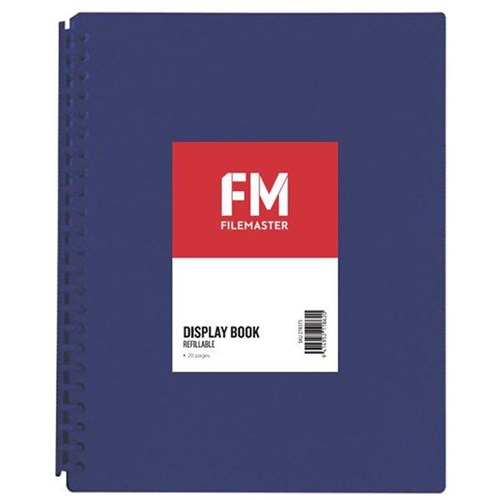 FM A4 Refillable Display Book 20 Pocket Blue
