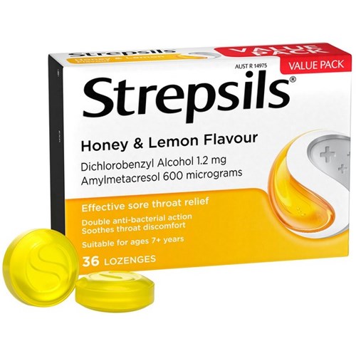 Strepsils Throat Lozenges Honey & Lemon, Pack of 36
