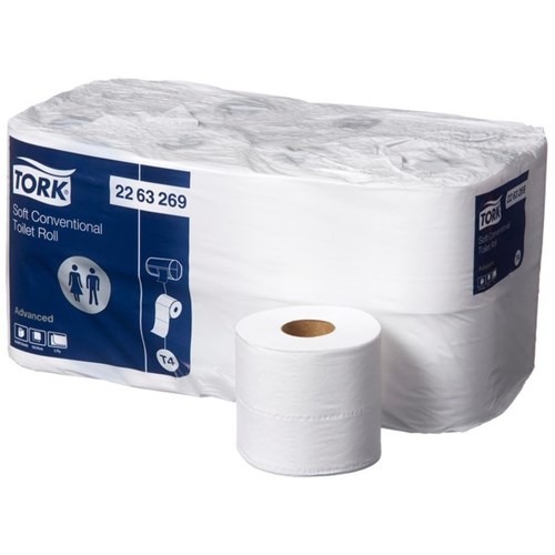 Tork T4 Advanced Unwrapped Toilet Tissue 400 Sheet 2263269, Carton of 48