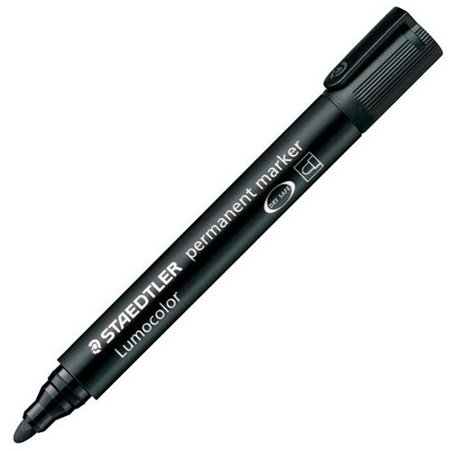 Staedtler Lumocolor 352 Black Permanent Marker Bullet Tip, Pack of 10