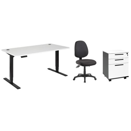 Amplify Electric Desk & Mobile With Chair 1800mm White/Black