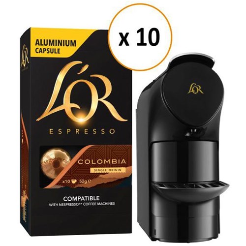 L'OR Espresso Mini Coffee Machine & Colombia Single Origin Coffee Capsules Bundle