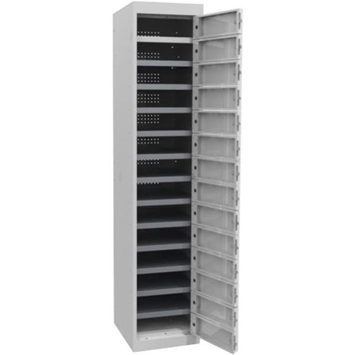 Precision Laptop Locker 14 Tier Silver Grey