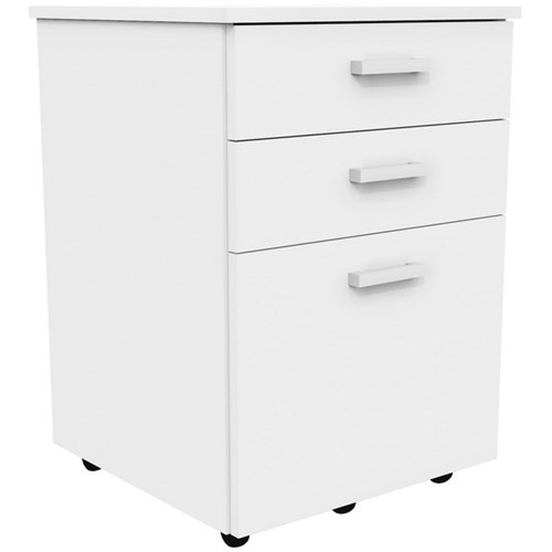 Standard Mobile 3 Drawer Locking Snowdrift White