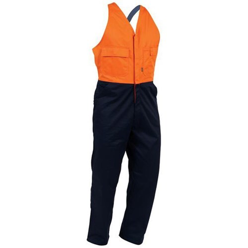 Bison Easy Action Bib Overalls Polycotton 260gsm Orange/Navy
