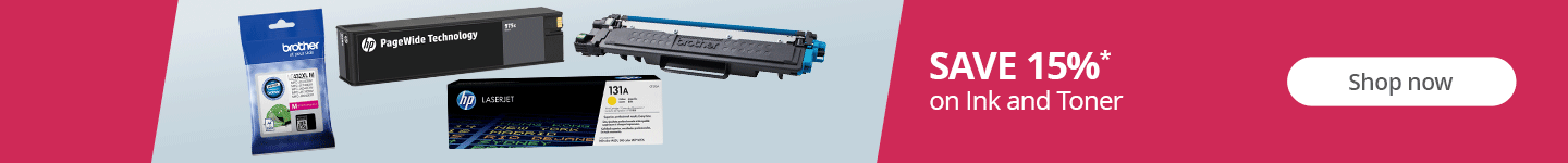 Save 15%* on Ink and Toner. Shop now!